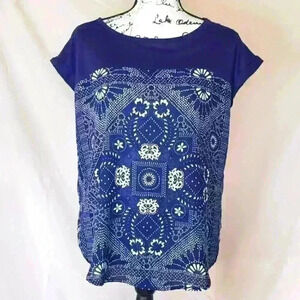 Rewind Women's Navy Floral Blouse Size - L